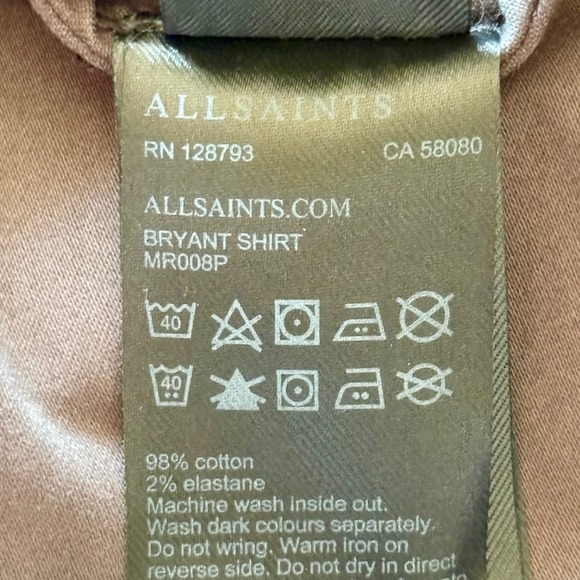 AllSaints Bryant Utility Work Shirt | Size M | Dark Gray 100% Cotton Stretch - Picture 7 of 7